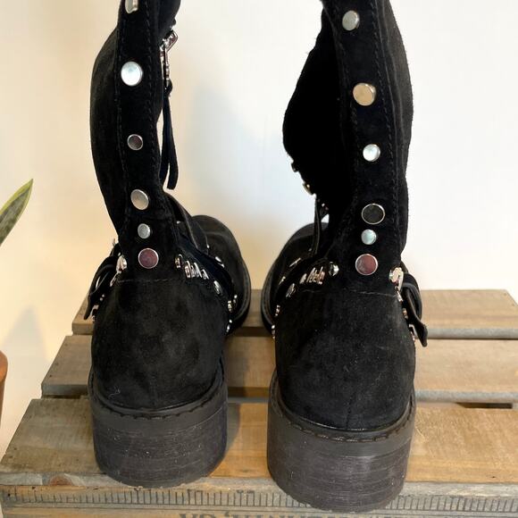 Sam Edelman Deryn Suede Studded Mid Calf Boots In Black Size 8 New - Picture 6 of 10